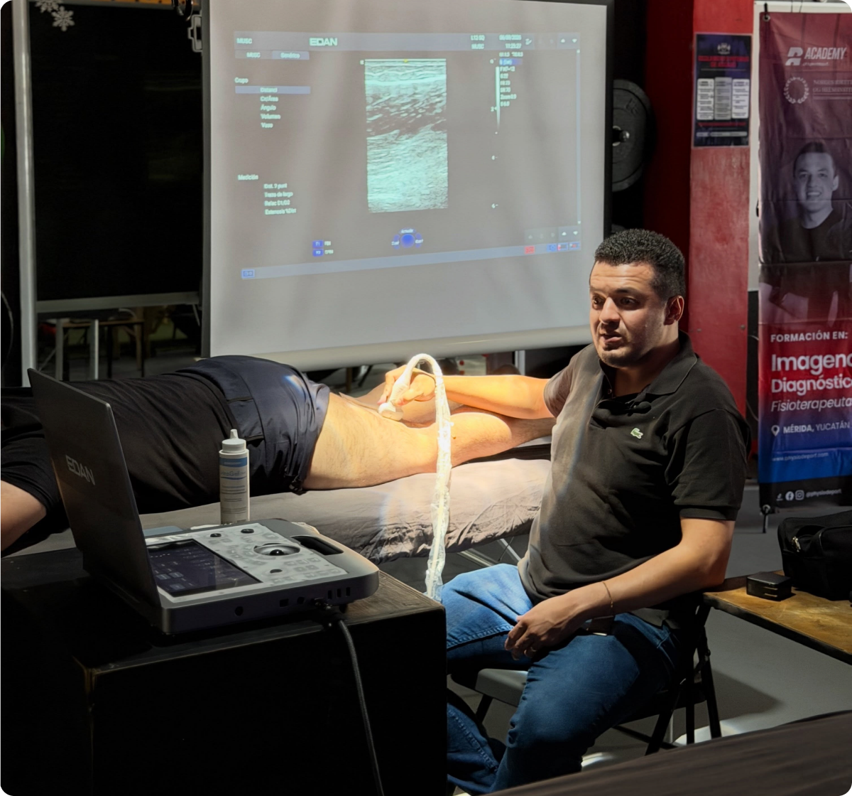 Sesión de ecografía musculoesquelética en Physiodeport