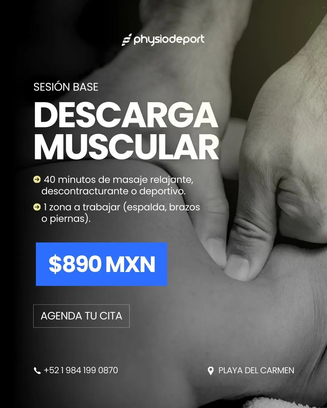 Descarga muscular: sesión base, $890
