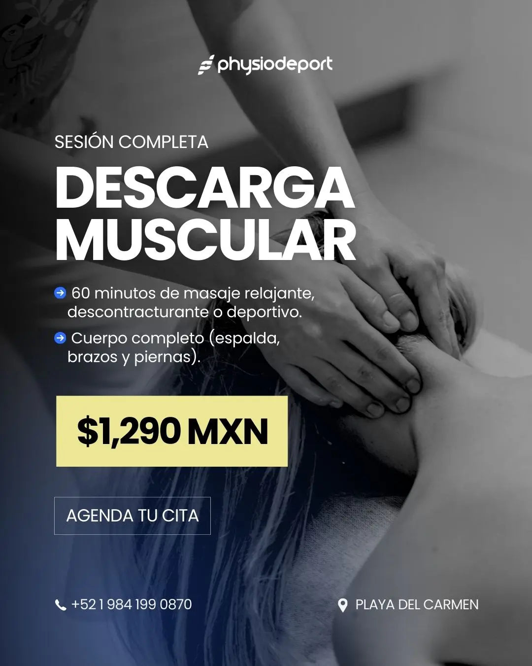 Descarga muscular: sesión completa, $1,290