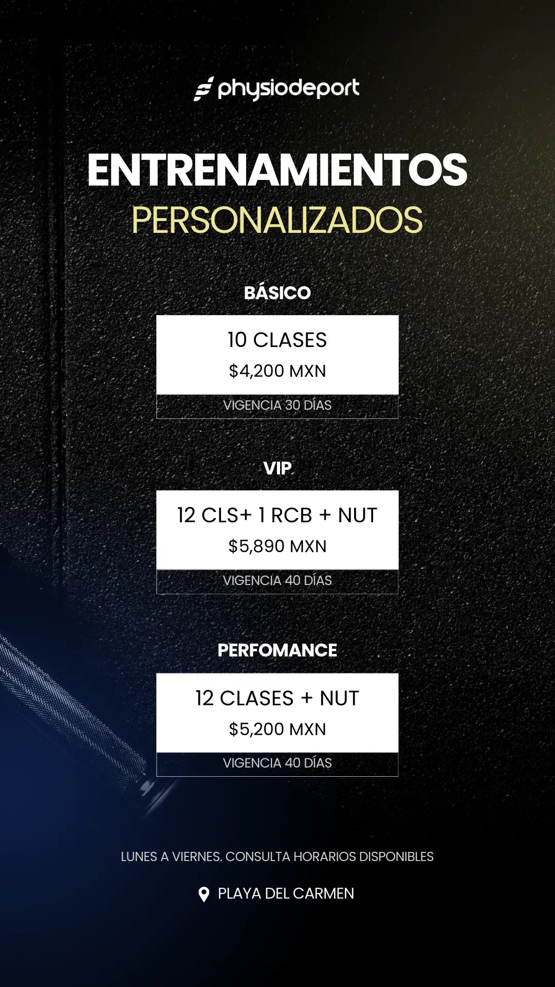 Entrenamiento en pareja: horarios y precios