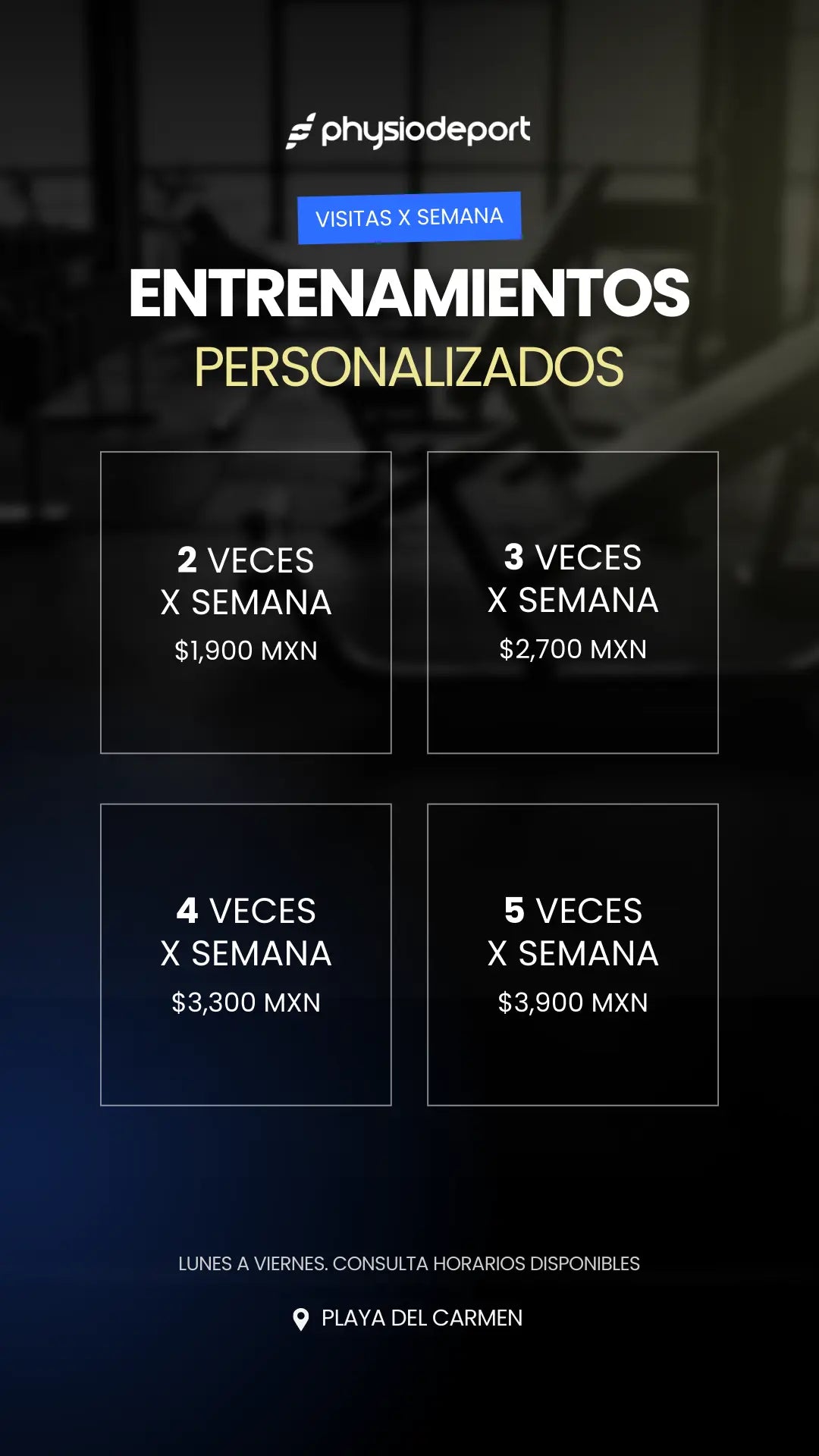 Entrenamiento personalizado: visitas por semana y precios