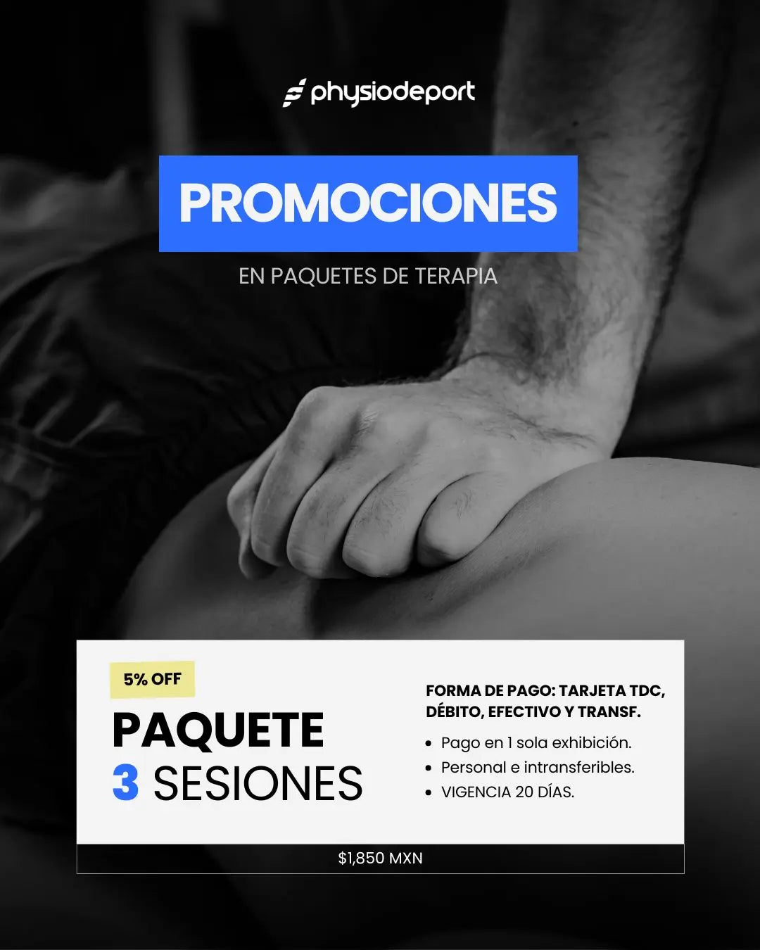 Paquete de 3 sesiones: 5% de descuento